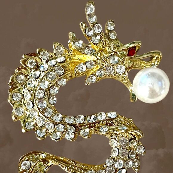 Chinese Style Dragon Brooch for New Year - Creative Rhinestone Pin Accessory ... - Picture 3 of 5